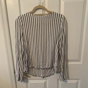 Cloth and stone open back stripe fringe trim top